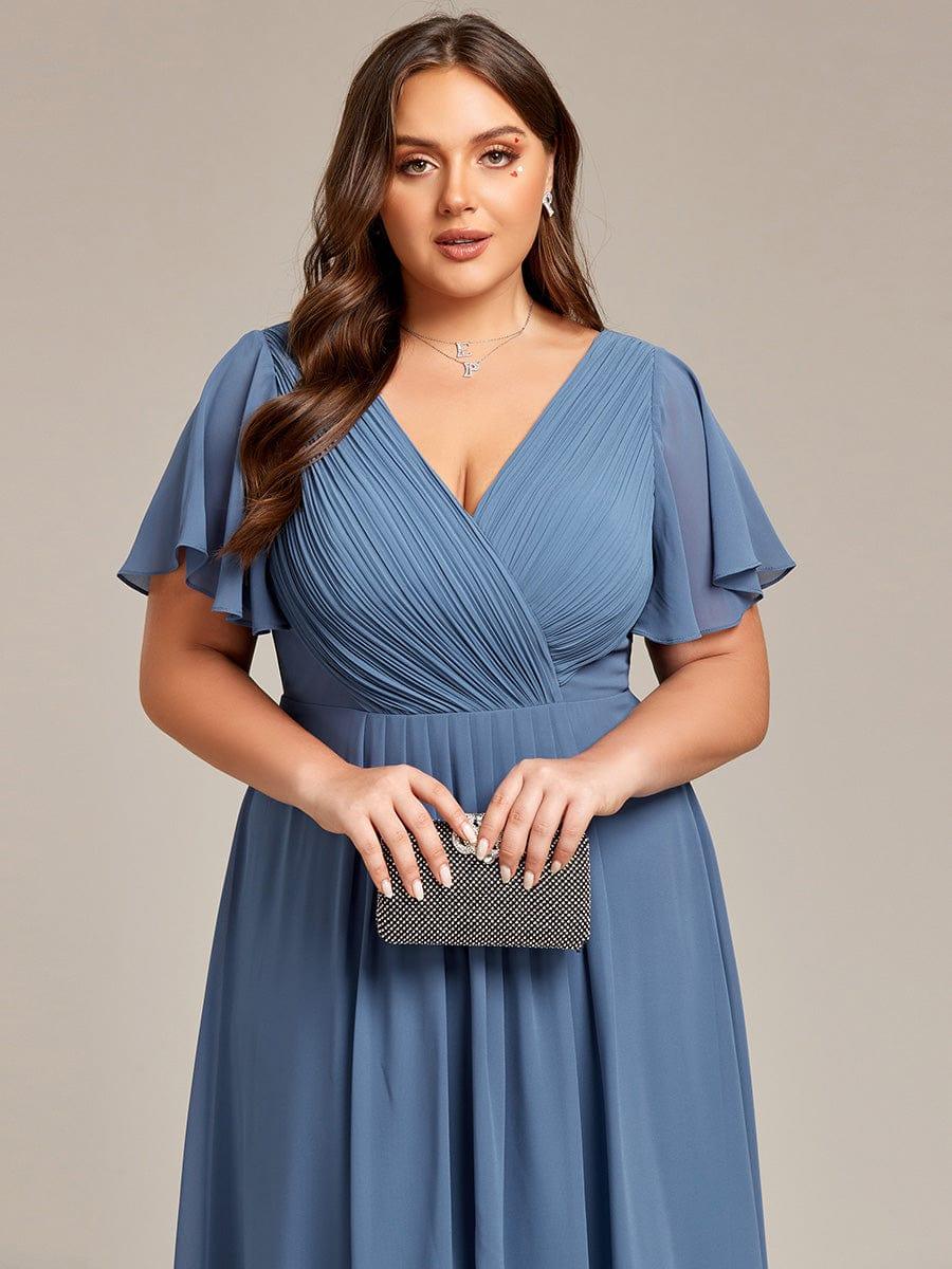pretty FAYE|Plus Size V-Neck High-Low Chiffon Wedding Guest Dress