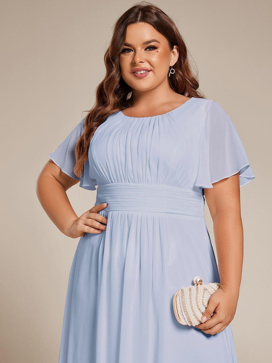 pretty EDEN|Plus Size Chiffon Round Neckline A-Line Midi Wedding Guest Dress