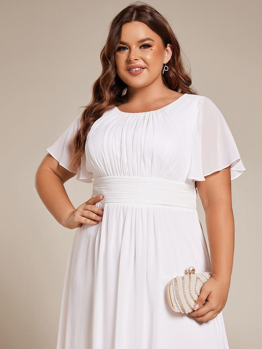 pretty EDEN|Plus Size Chiffon Round Neckline A-Line Midi Wedding Guest Dress
