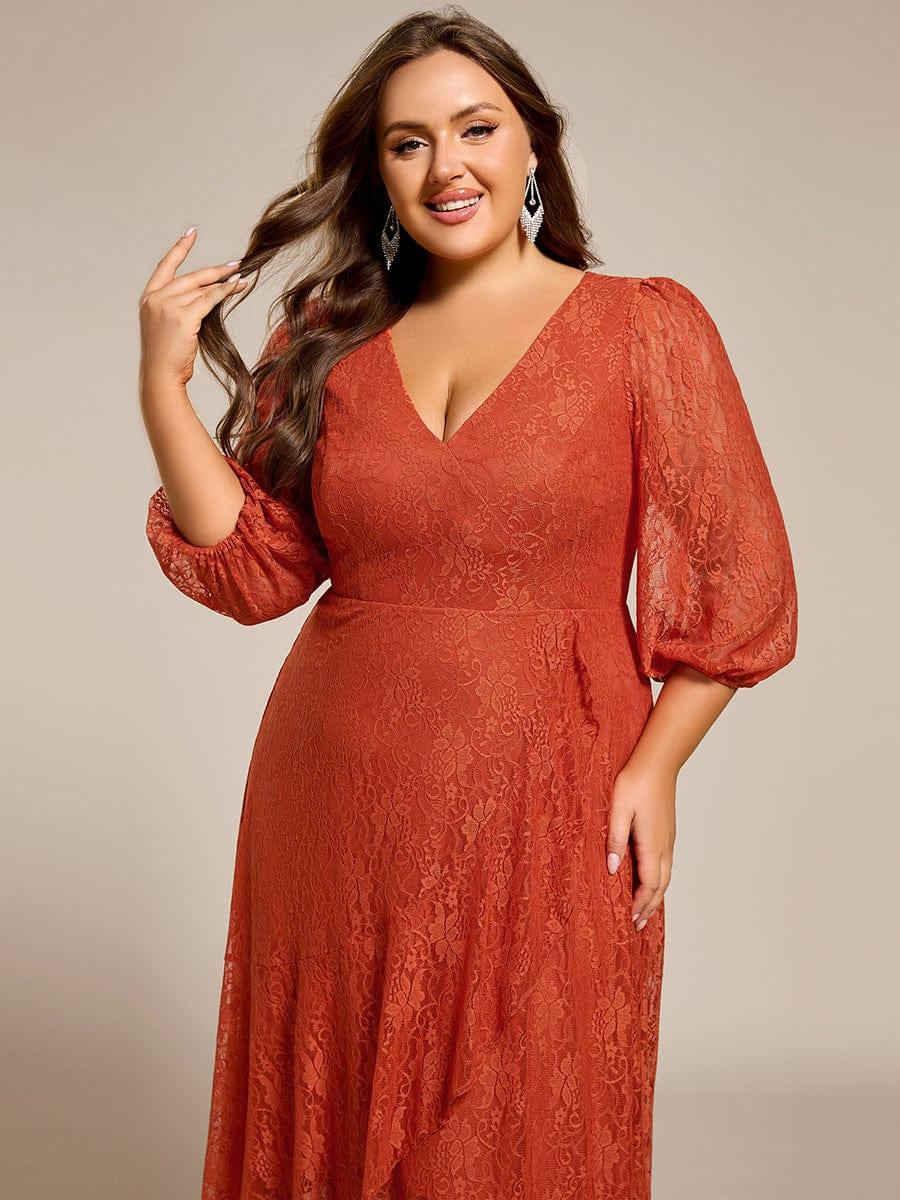 pretty CAMILLE|Plus Size High-Low Lace Wedding Guest Dress(Final Sale)