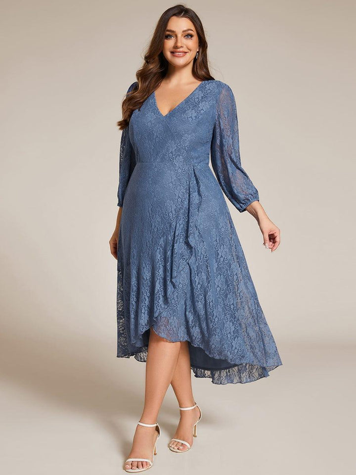 pretty CAMILLE|Plus Size High-Low Lace Wedding Guest Dress(Final Sale)