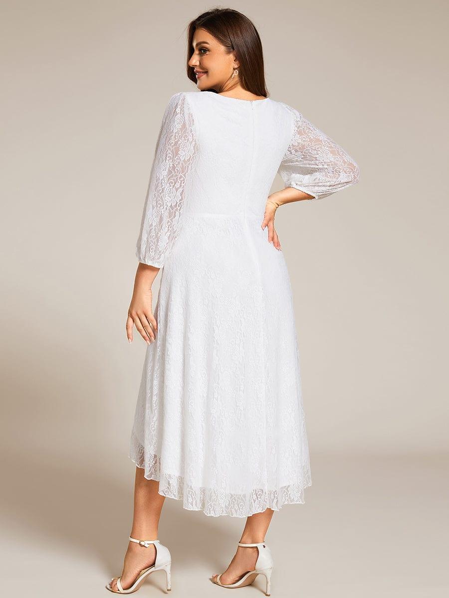 pretty CAMILLE|Plus Size High-Low Lace Wedding Guest Dress(Final Sale)