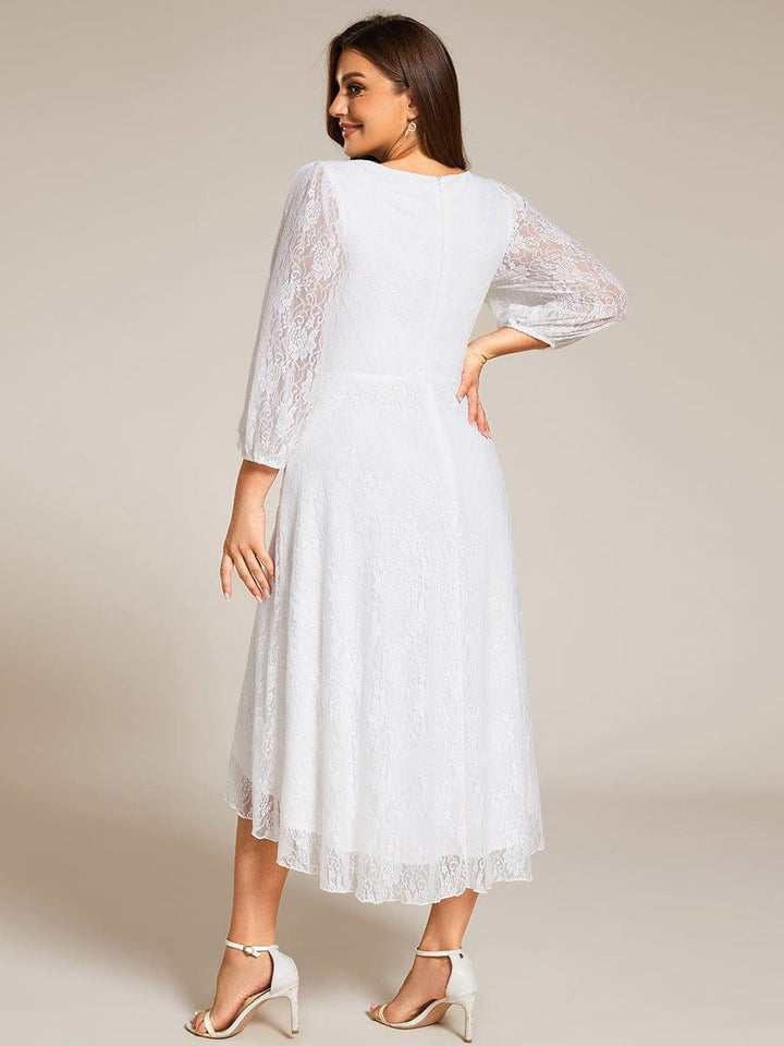 pretty CAMILLE|Plus Size High-Low Lace Wedding Guest Dress(Final Sale)
