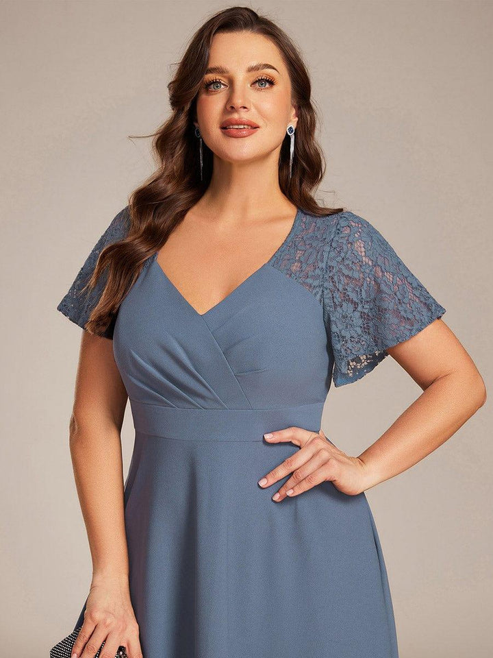 pretty EVIE|Plus Size Hollow Out Midi Wedding Guest Dress With Pockets