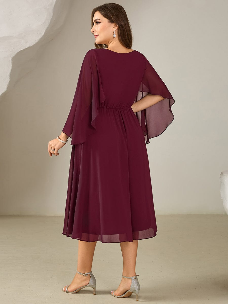 ever WYNN|Plus Size V-Neck Chiffon Wedding Guest Dress