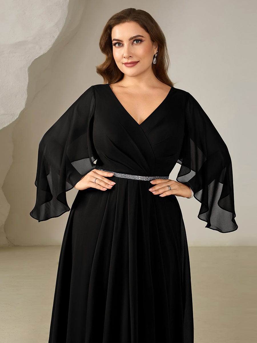 ever WYNN|Plus Size V-Neck Chiffon Wedding Guest Dress