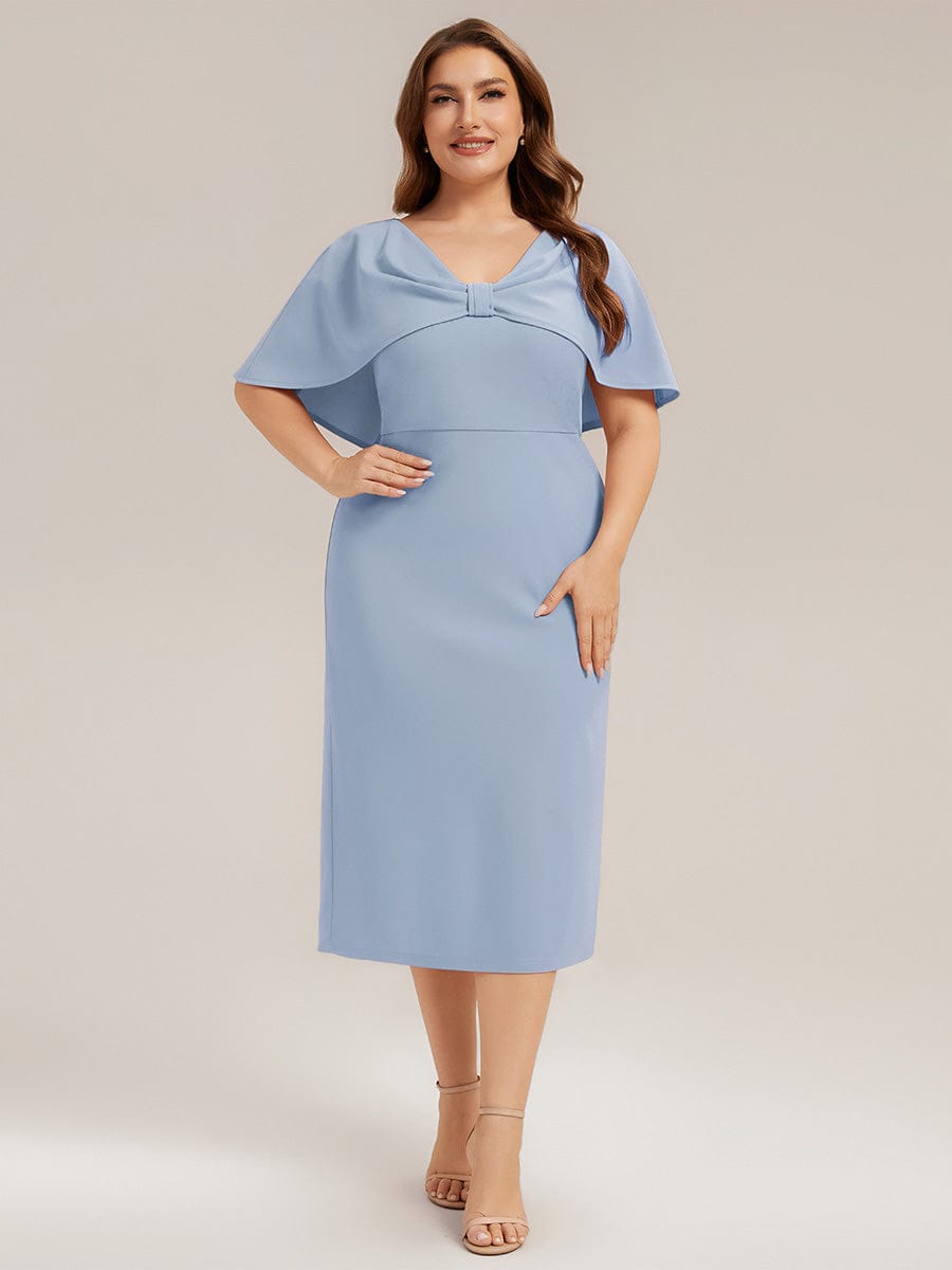 Plus Size Knit Shawl Sleeve Sheath Dress
