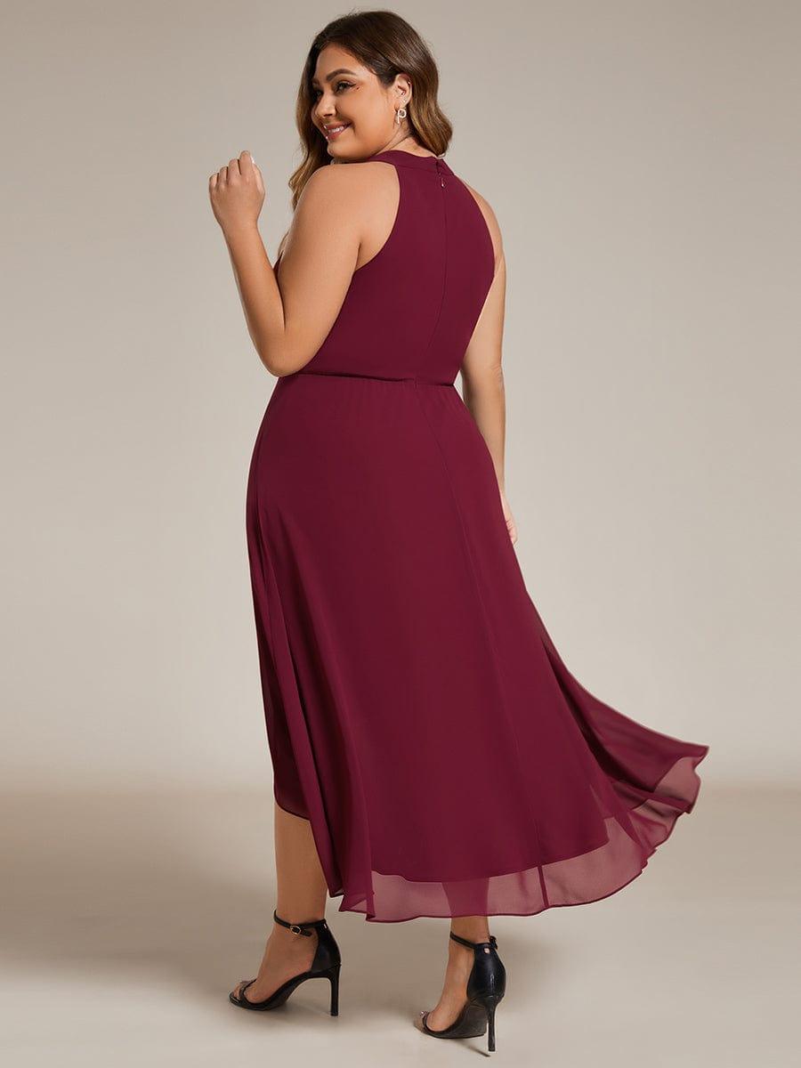 pretty POSIE|Plus Size Chiffon Sleeveless Halter Neck Midi Wedding Guest Dress
