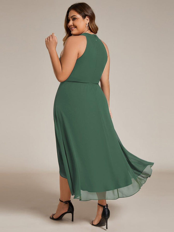 pretty POSIE|Plus Size Chiffon Sleeveless Halter Neck Midi Wedding Guest Dress