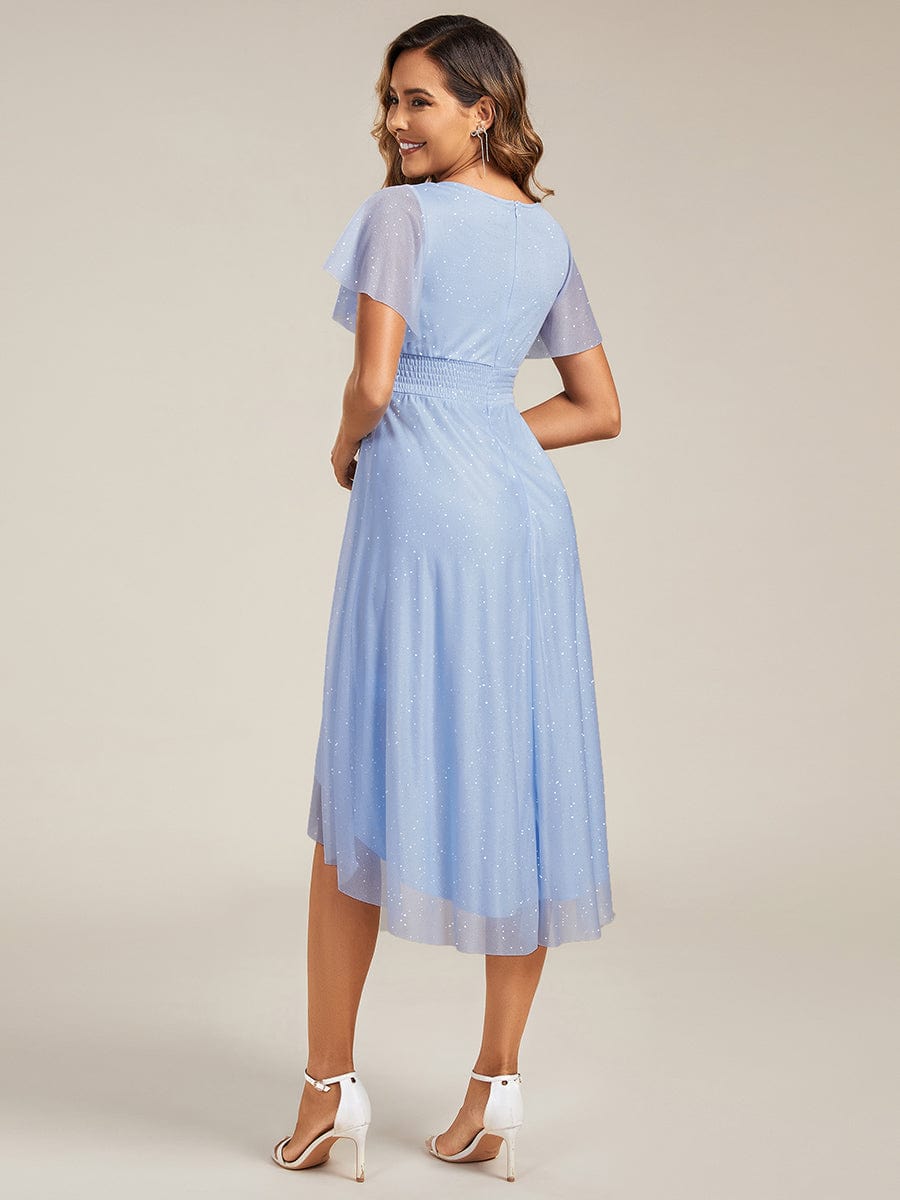 pretty CLARYN|Plus Size Glitter Round Neck Midi Wedding Guest Dress