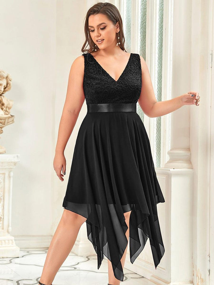 pretty COSTA|Plus Size Stunning V Neck Lace & Chiffon Prom Dress for Women (Final Sale)