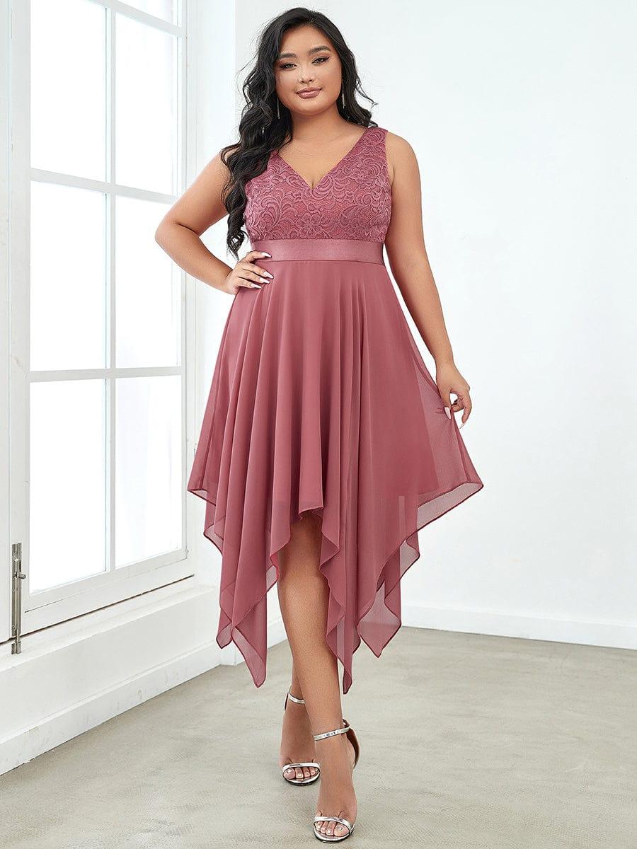 pretty COSTA|Plus Size Stunning V Neck Lace & Chiffon Prom Dress for Women (Final Sale)
