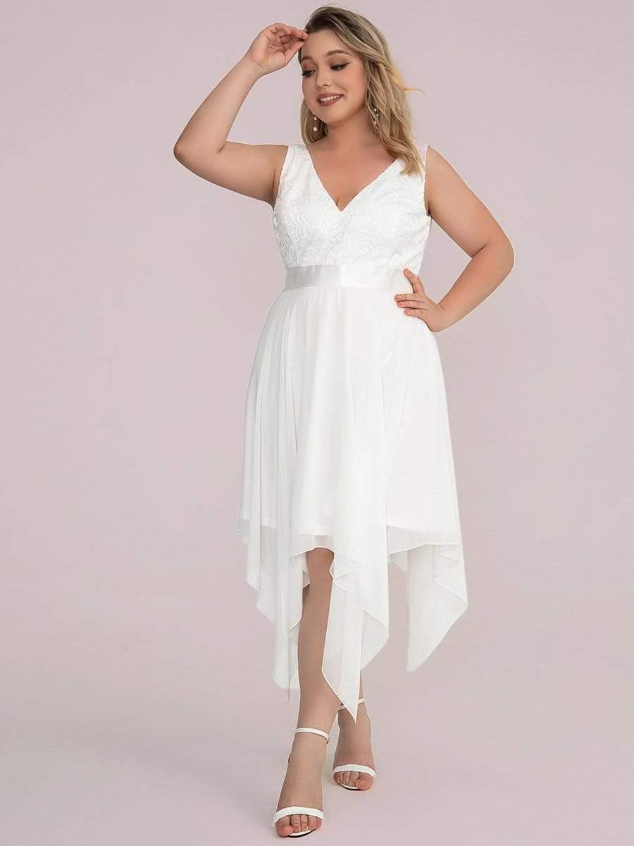 pretty COSTA|Plus Size Stunning V Neck Lace & Chiffon Prom Dress for Women (Final Sale)