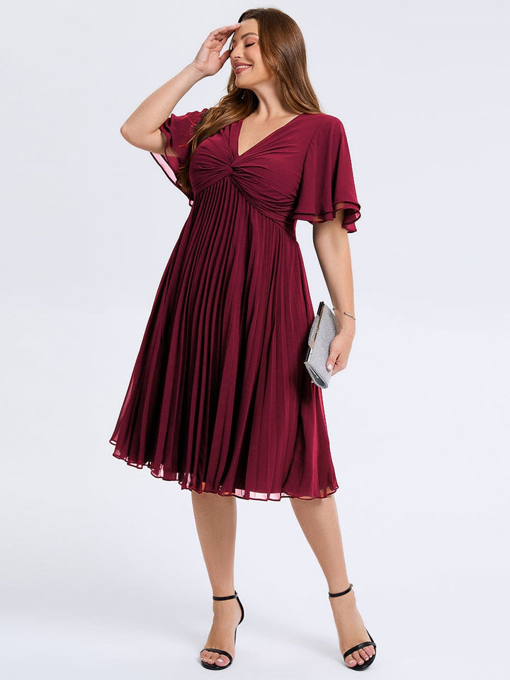 pretty TALIENNE|Plus Size Pleated Midi Wedding Guest Dress