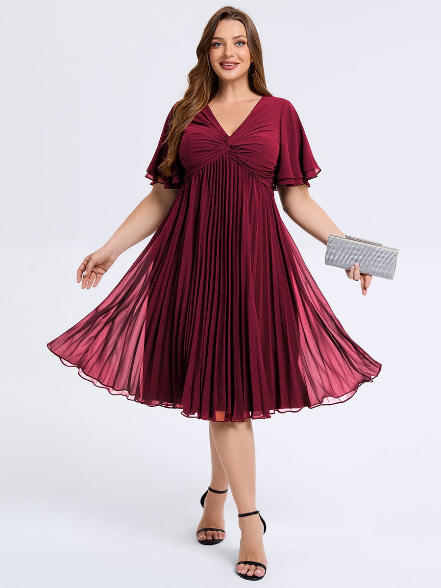 pretty TALIENNE|Plus Size Pleated Midi Wedding Guest Dress