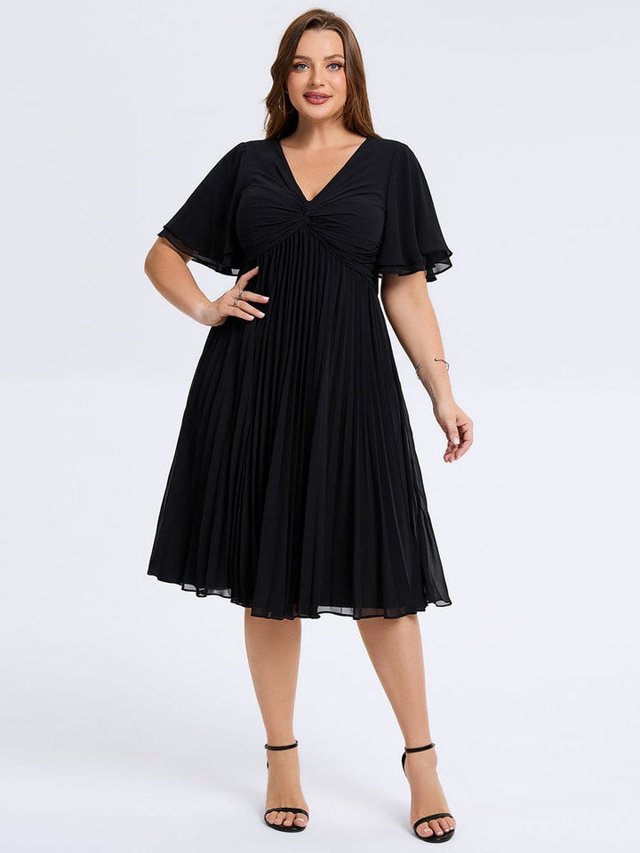 pretty TALIENNE|Plus Size Pleated Midi Wedding Guest Dress