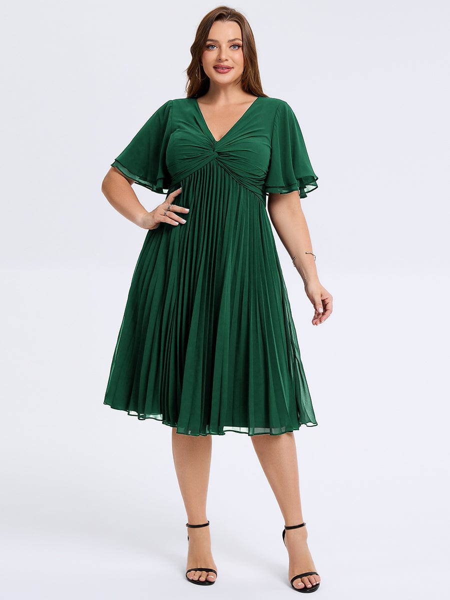 pretty TALIENNE|Plus Size Pleated Midi Wedding Guest Dress