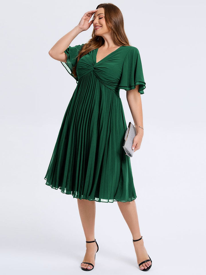 pretty TALIENNE|Plus Size Pleated Midi Wedding Guest Dress
