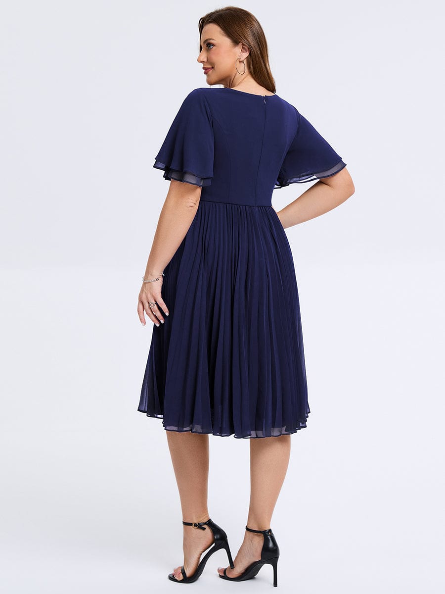 pretty TALIENNE|Plus Size Pleated Midi Wedding Guest Dress