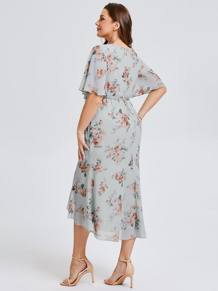 pretty FLORENCIA|Plus Size Floral Chiffon Wedding Guest Dress
