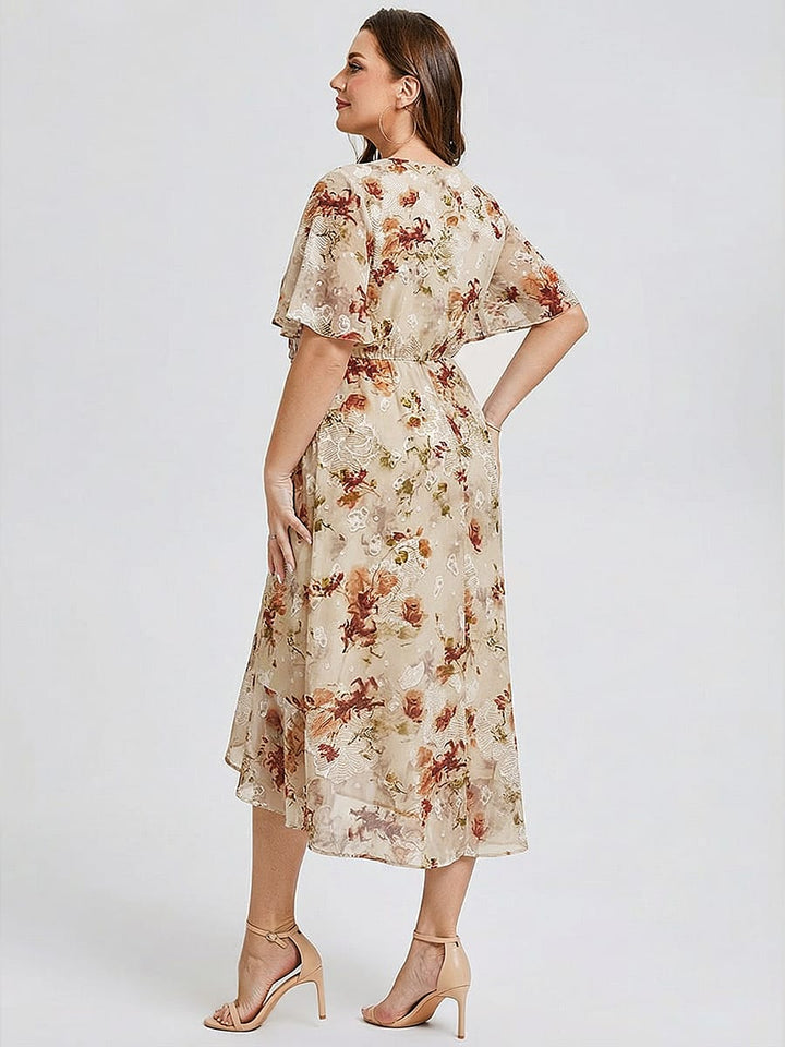 pretty FLORENCIA|Plus Size Floral Chiffon Wedding Guest Dress