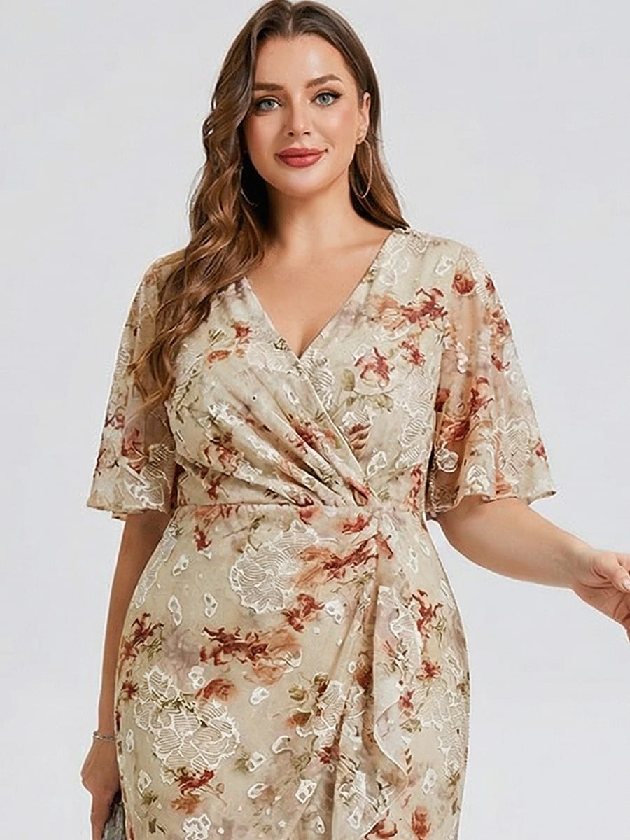 pretty FLORENCIA|Plus Size Floral Chiffon Wedding Guest Dress
