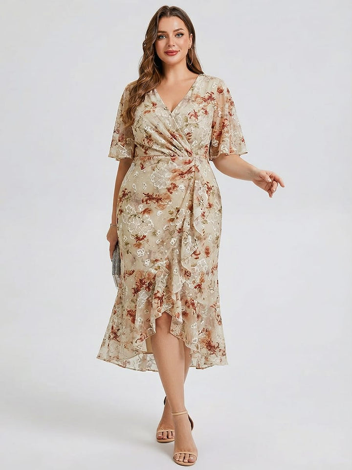pretty FLORENCIA|Plus Size Floral Chiffon Wedding Guest Dress