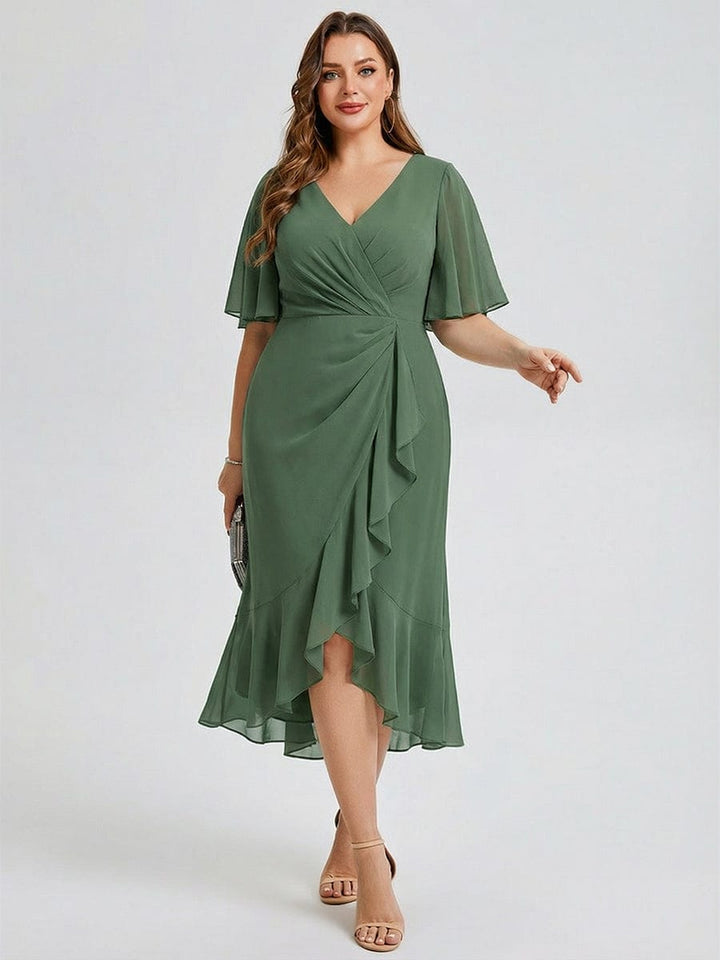 pretty FLORENCIA|Plus Size Floral Chiffon Wedding Guest Dress