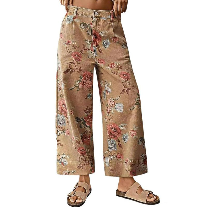 Floral Wide Leg High Waist Casual Pants