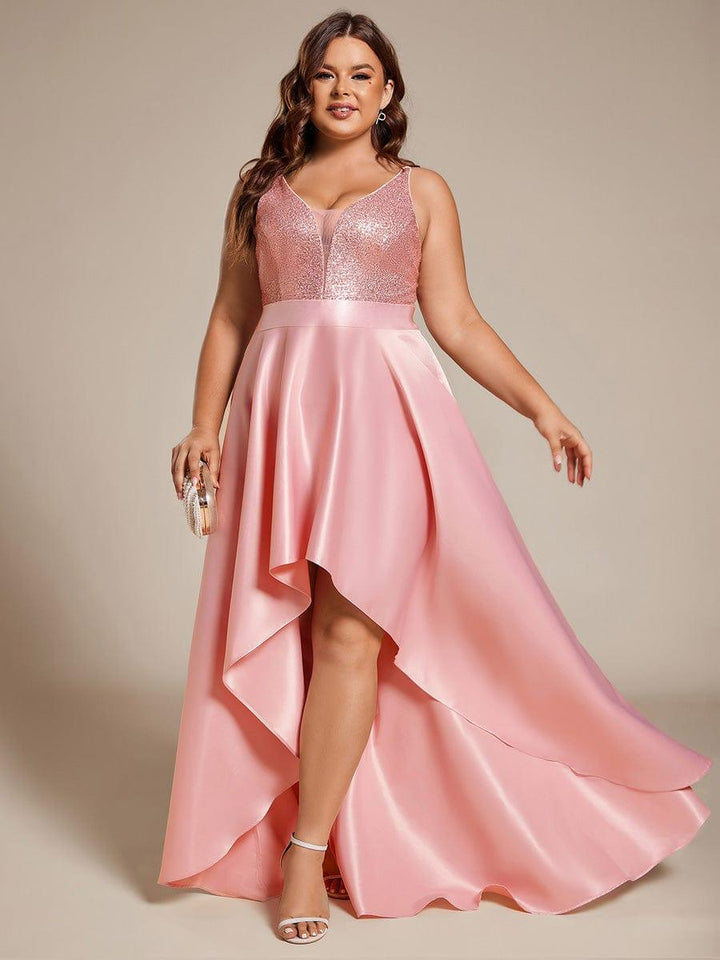 pretty ALYNA|Sparkly Plus Size Prom Dresses for Women with Irregular Hem (Final Sale)