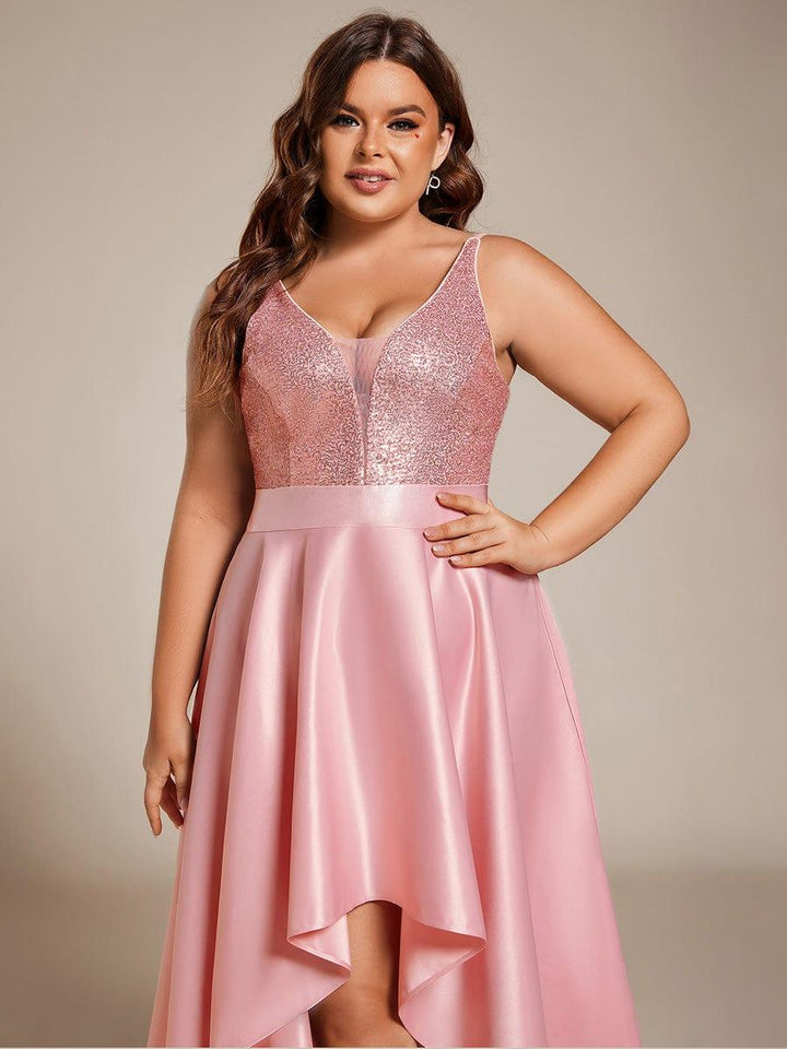 pretty ALYNA|Sparkly Plus Size Prom Dresses for Women with Irregular Hem (Final Sale)